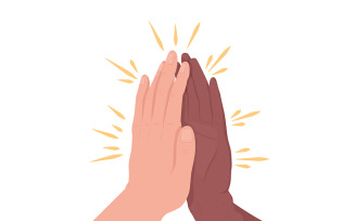 Slap hands with friend semi flat color vector hand gesture