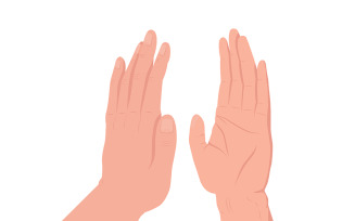 Up five semi flat color vector hand gesture