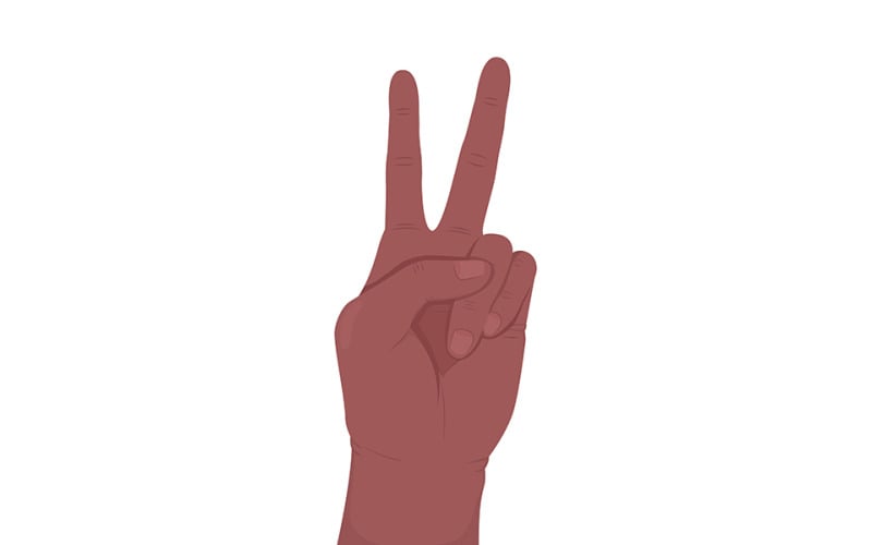 V sign semi flat color vector hand gesture Illustration