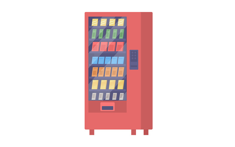 Vending machine with snacks semi flat color vector item Illustration