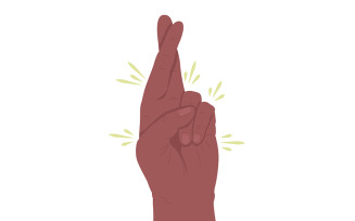 Wish for luck semi flat color vector hand gesture