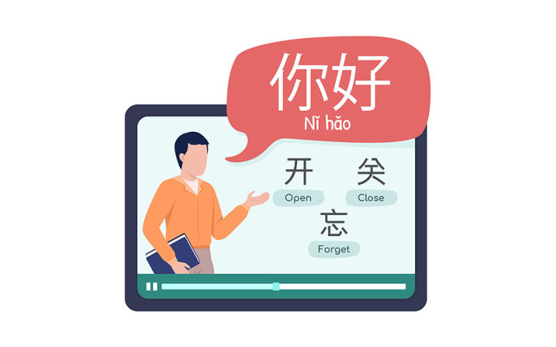 Chinese lesson semi flat color vector character Illustration