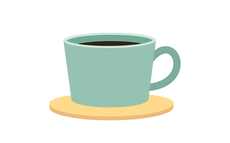 Cup of strong coffee semi flat color vector object Illustration