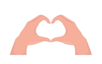Heart shaped semi flat color vector hand gesture