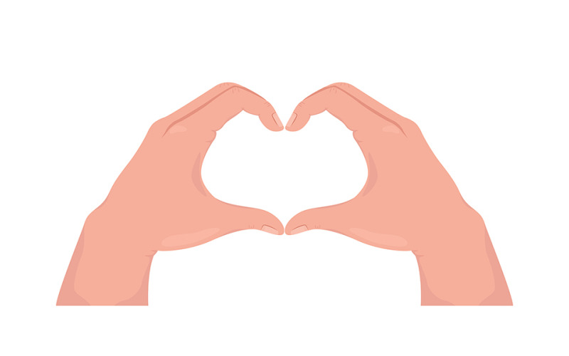 Heart shaped semi flat color vector hand gesture Illustration