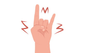 Heavy metal music lover semi flat color vector hand gesture