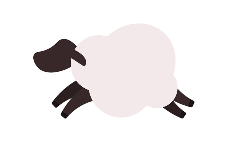 Jumping sheep semi flat color vector animal Illustration