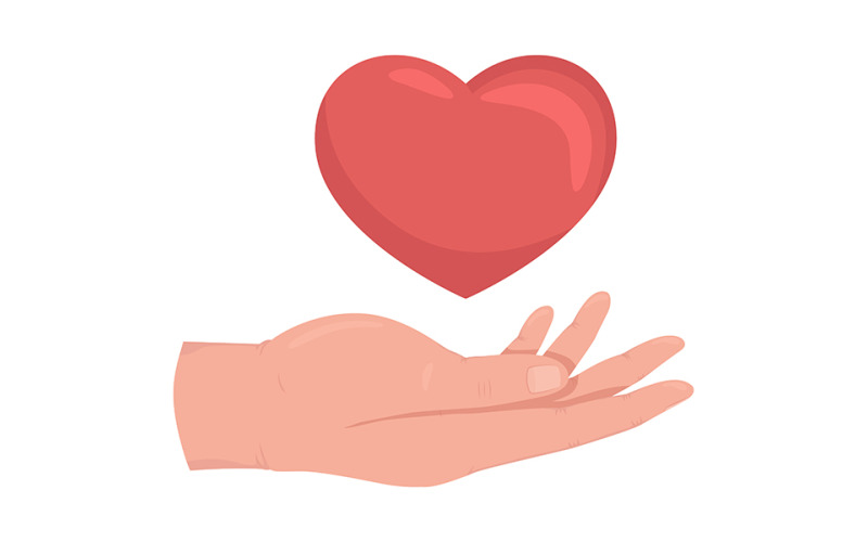 Love and support semi flat color vector hand gesture Illustration
