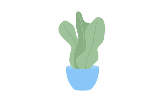 Pot plant with large leaves semi flat color vector object