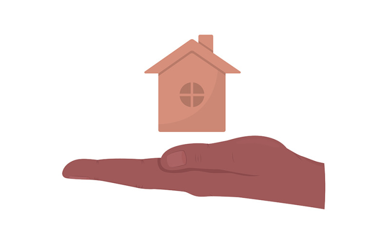 Real estate insurance semi flat color vector hand gesture Illustration