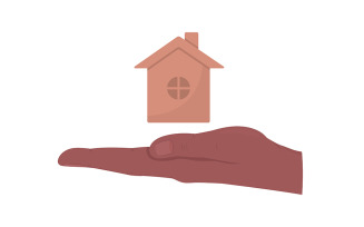 Real estate insurance semi flat color vector hand gesture