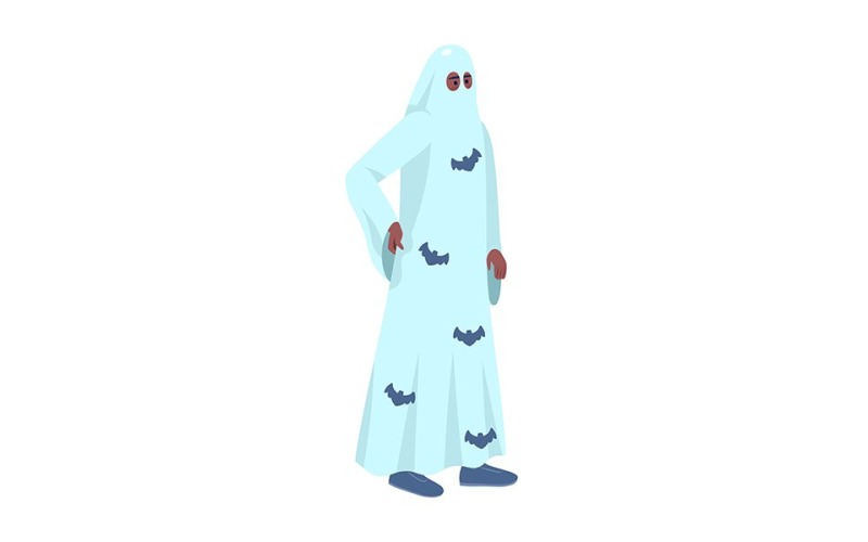 Man wearing ghost costume semi flat color vector character Illustration