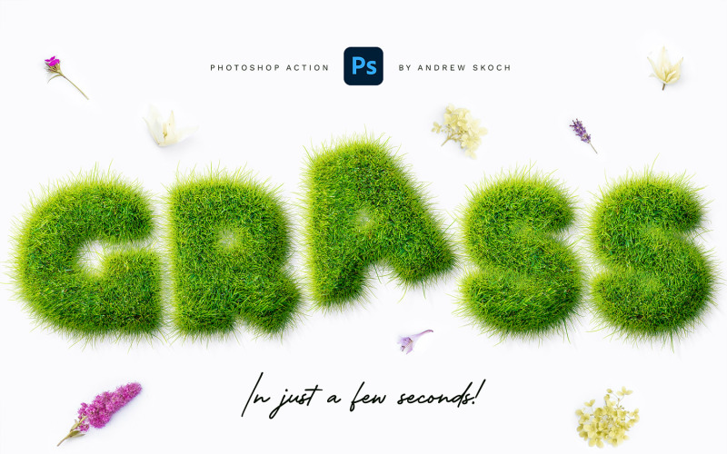Realistic Grass - Photoshop Action Illustration