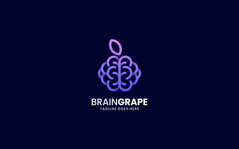 Brain Grape Line Art Logo Logo Template