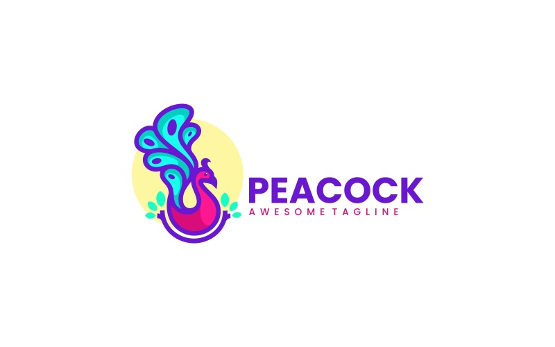 Peacock Color Mascot Logo Style Logo Template
