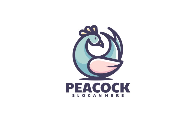 Peacock Simple Mascot Logo Design Logo Template
