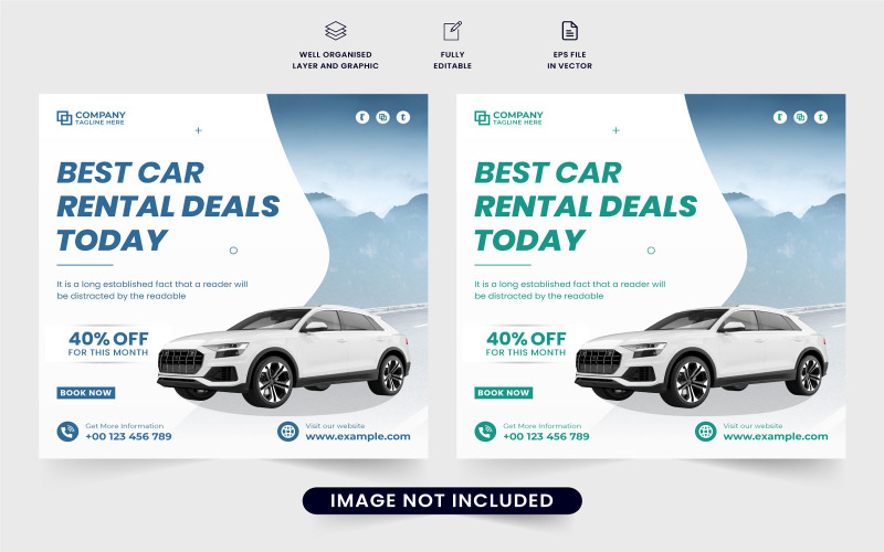 Car rental business template vector Social Media
