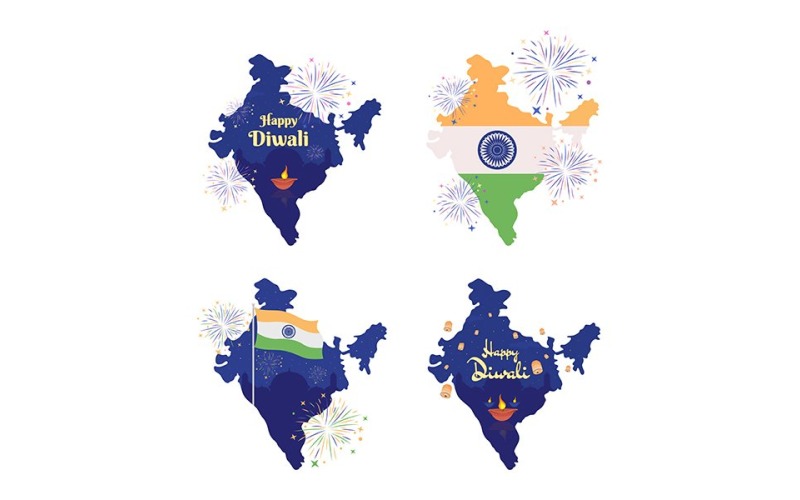 Indian national holidays 2D vector isolated illustrations set Illustration