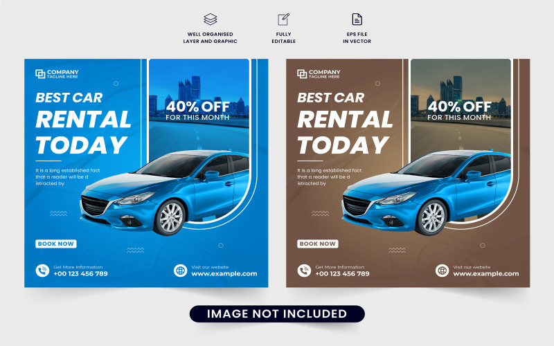 Rent a car business template vector Social Media