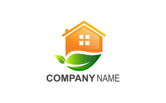 Minimalist Modern House And Leaf Logo