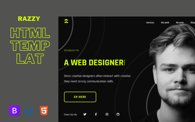 Razzy - Personal Bootstrap Template Landing Page Template