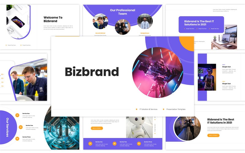 Bizbrand - IT Solution & Service Powerpoint PowerPoint Template