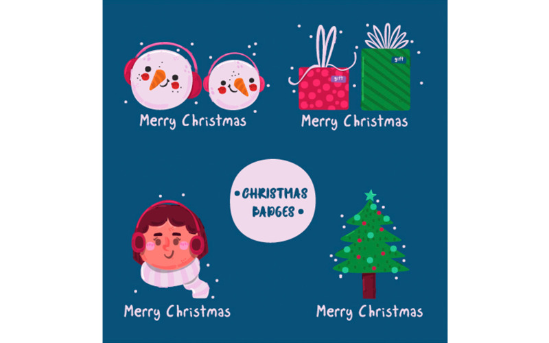 Christmas Badges Collection Illustration
