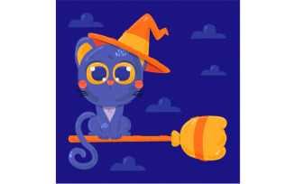Halloween Cat Character Background Illustration