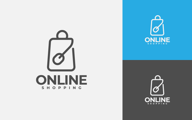 Online Shopping Logo Design Template. Simple And Minimal Style For E-Commerce Web Or Business. Logo Template