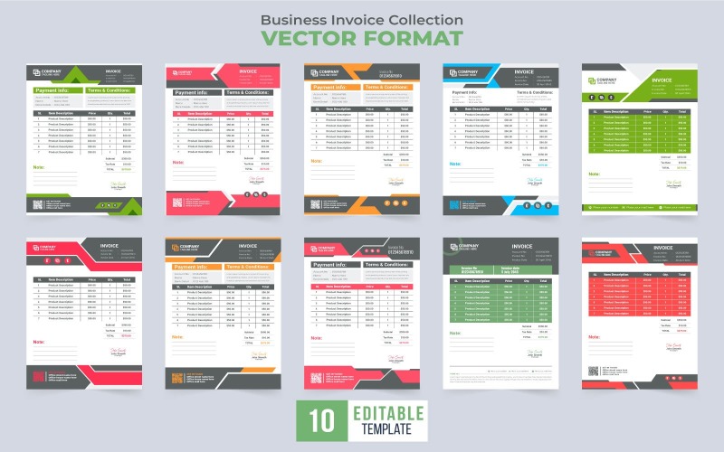 Corporate invoice template bundle vector Corporate Identity