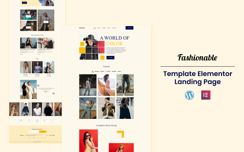 Fashionable - Word and Color Elementor Template Kit Elementor Kit