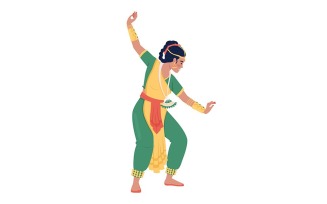 Female dancer posing on festival of lights semi flat color vector character