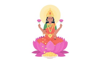 Lakshmi goddess semi flat color vector character