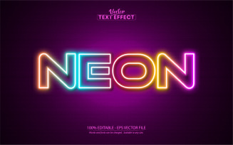 Neon - Editable Text Effect, Colorful Neon Light Text Style, Graphics Illustration