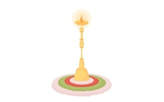 Rangoli candle holder semi flat color vector object. Editable element