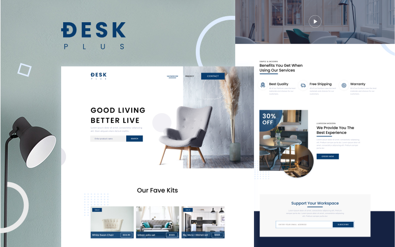 DeskPlus - Furniture Shop Landing Page Figma Template