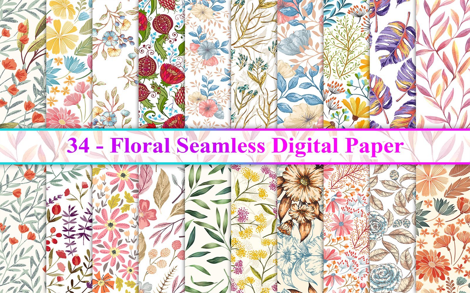 Kit Graphique #279087 Floral Seamless Divers Modles Web - Logo template Preview