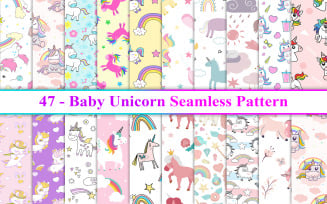 Baby Unicorn Seamless Pattern, Unicorn Seamless Pattern, Unicorn Background