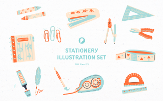 Bright & Cute Stationery Illustration Set