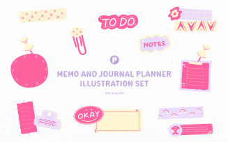 Playful Memo and Journal Planner Illustration Set