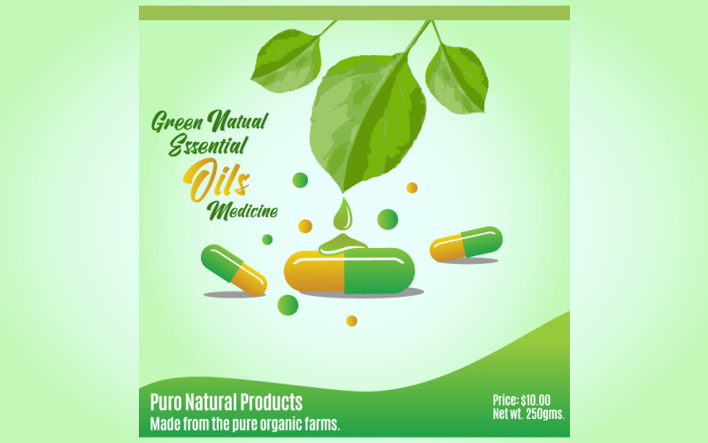 Puro Natural Oils Poster design vector template Vector Graphic