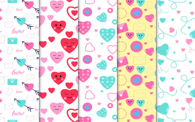 Abstract love pattern collection vector Pattern