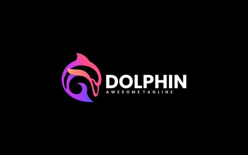Dolphin Gradient Logo Style 1 Logo Template