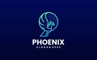 Phoenix Line Art Gradient Logo Template