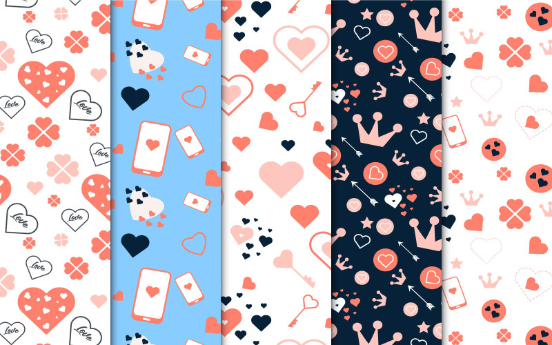 Valentine love pattern collection vector Pattern