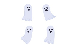 Howling ghosts semi flat color vector characters set