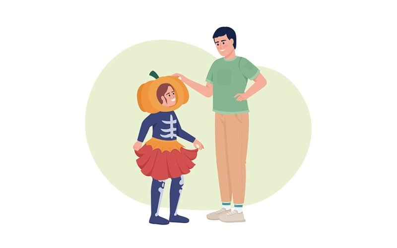 Make Halloween costume with dad 2D vector isolated illustration Illustration