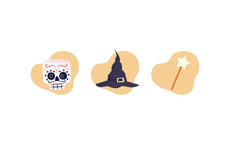 Preparing for Halloween party 2D vector isolated illustrations set Illustration