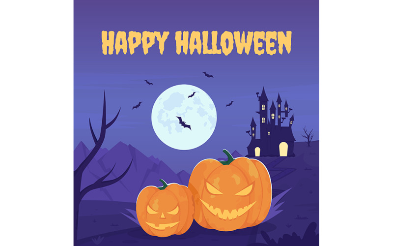 Spooky Halloween festival greeting card template Illustration