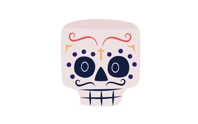Sugar skull for festival semi flat color vector character face Illustration